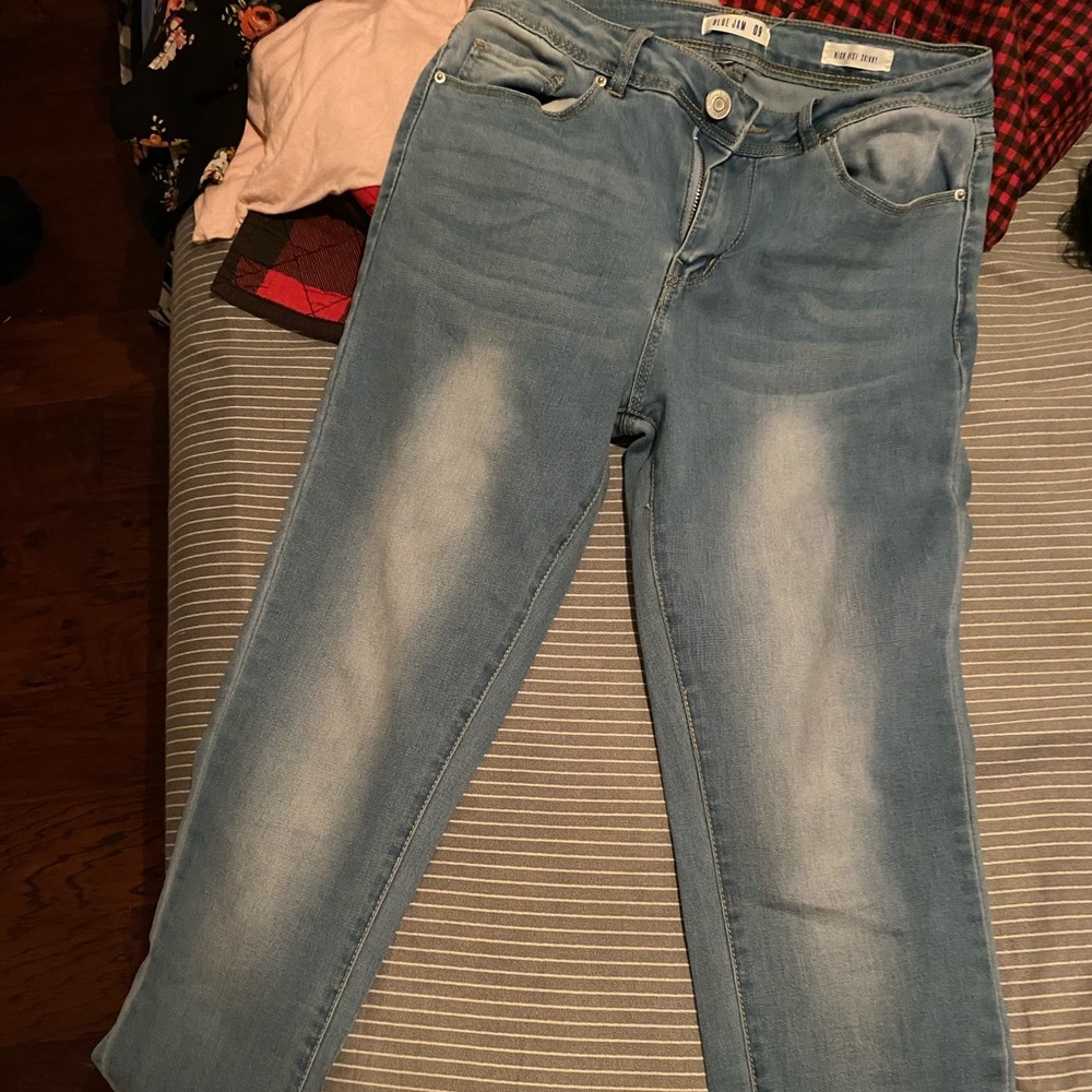 High rise skinny blue jeans